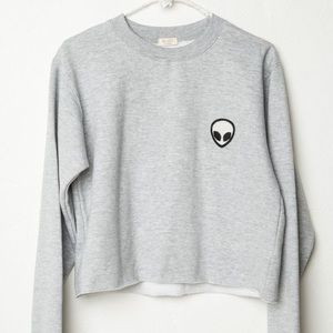 J. Galt Alien Patch Cropped Sweatshirt